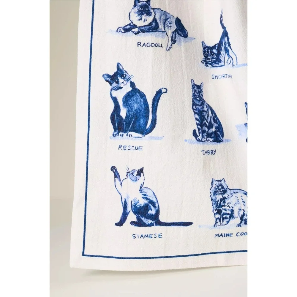 Anthropologie‎ Molly Hatch Dish Towel Cats 100% Cotton 21